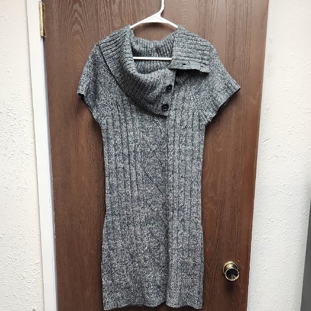 Pink Rose Charcoal Cowl Neck Sweater Dress